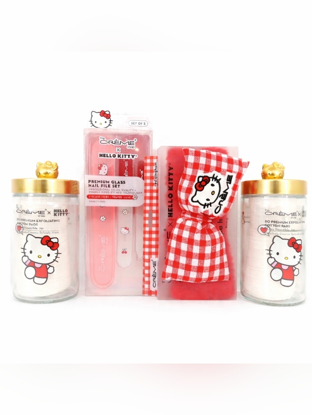 Hello Kitty x Creme Shop Beauty Bundle Cotton Pad Jars Headband Nail File Set
